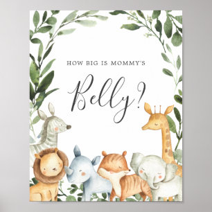 Safari Baby Shower Guess How Big is Mommy's Belly Poster