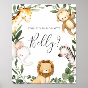 Safari Baby Shower Guess How Big is Mommy's Belly Poster