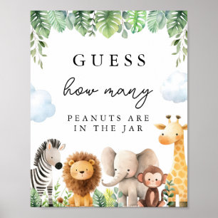 Safari Baby Shower Guess How Many Poster