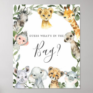 Safari Baby Shower Guess What's in the Bag Game Poster