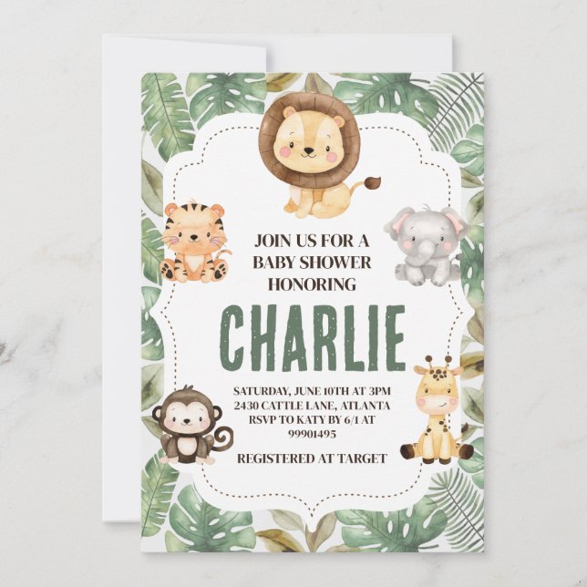 Safari Baby Shower Invitation (Front)
