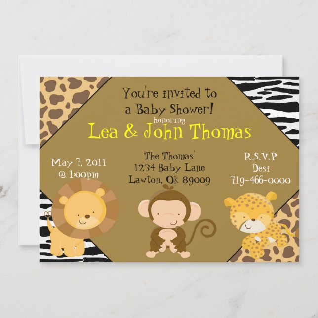 Safari Baby Shower Invitation (Front)