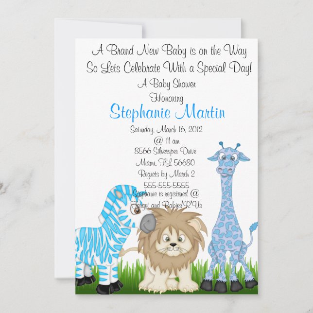 Safari Baby Shower Invitation (Front)