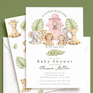 Safari Baby Shower Invitation Girl Jungle