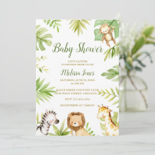 Safari Baby shower Invitation Jungle Genre Neutre