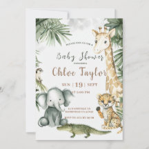 Safari Baby Shower Invitation Watercolor Jungle 