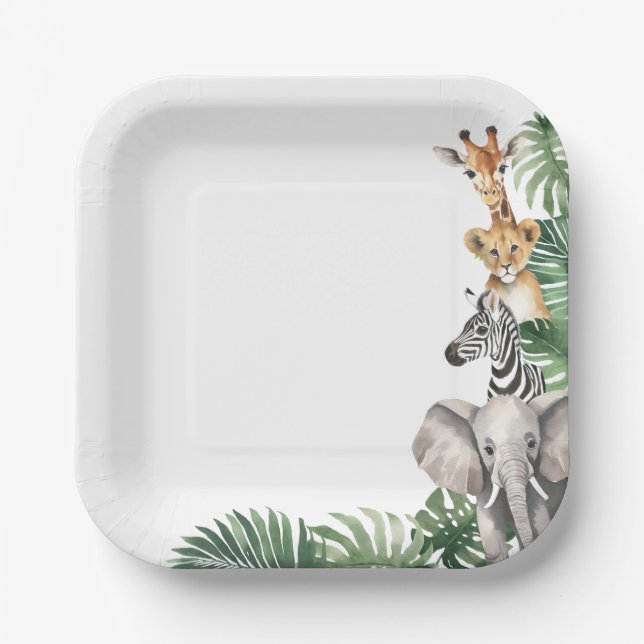 Safari Baby Shower Paper Plate (Front)