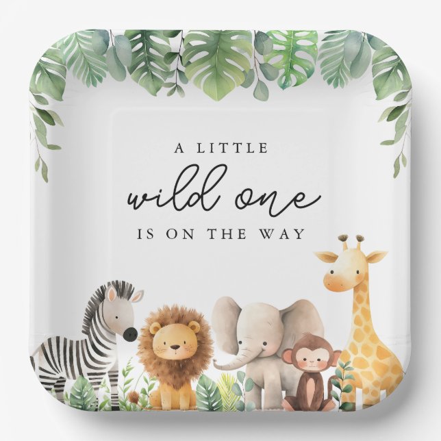 Safari Baby Shower Paper Plates (Front)
