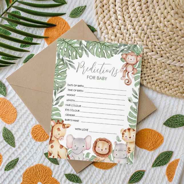 Safari Baby Shower Prediction Card (Creator Uploaded)