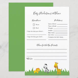 Safari Baby Shower Predictions and Advice Game