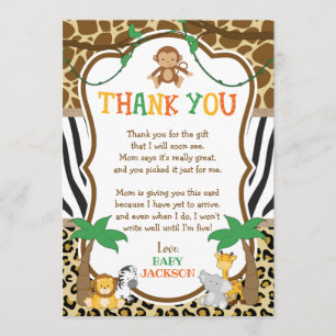 Safari Baby Shower Thank You Card