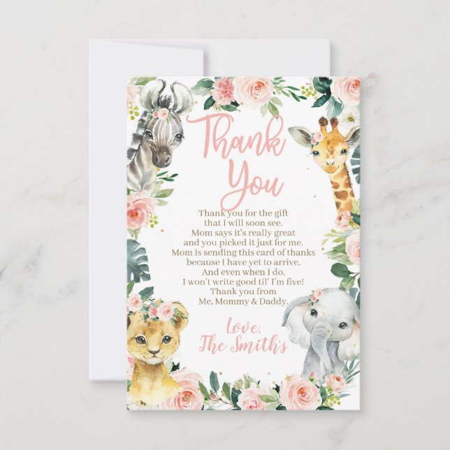 Safari Baby Shower Thank You Cards for a Boy (Front)