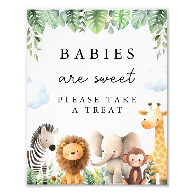 Safari Baby Shower Treat Sign (Front)