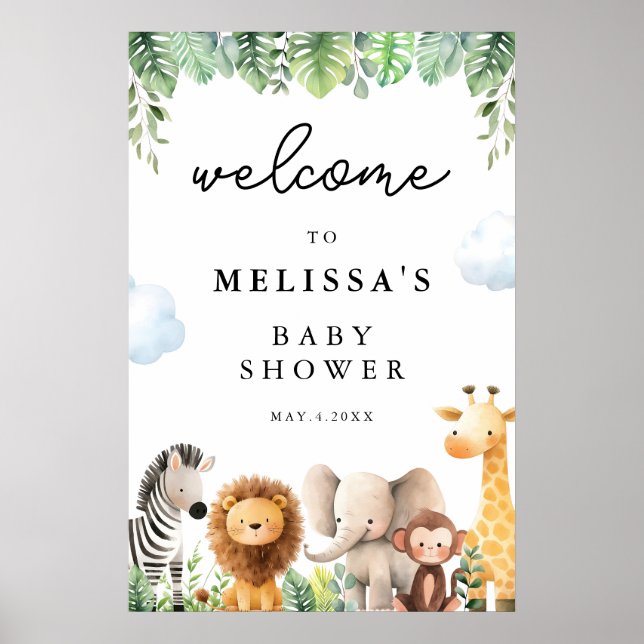 Safari Baby Shower Welcome Sign (Front)