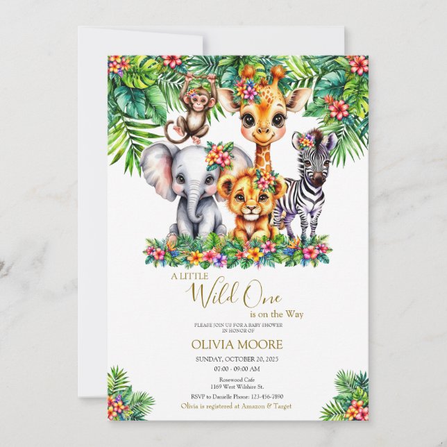 Safari Baby Shower  Wild One is on the Way Invitation (Front)