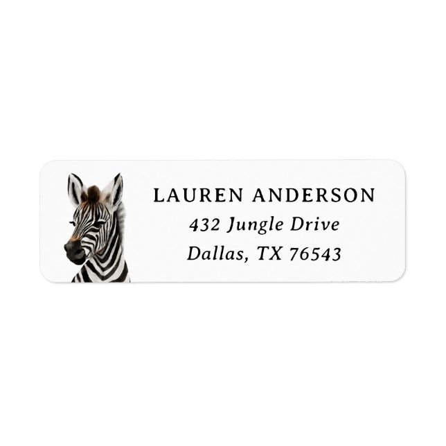 Safari Baby Shower Zebra Return Address Label (Front)