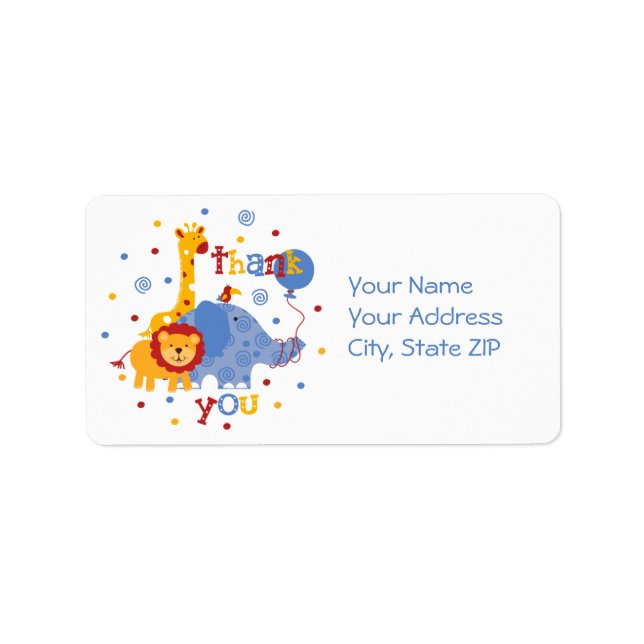 Safari Baby Thank You Label (Front)