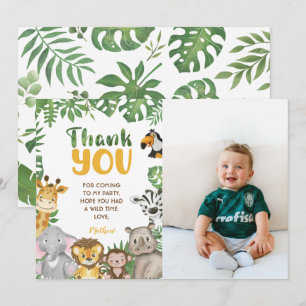 Safari Birthday Animals Jungle Wild one and Two Thank You Card