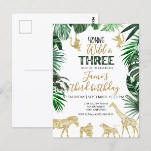 Safari birthday invitation postcard