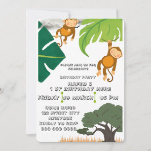 Safari Birthday Invitation, Wild One Birthday Boy  Invitation