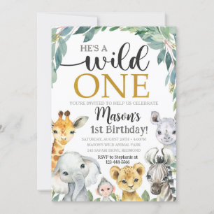 Safari Birthday Invitation Wild One Invitation