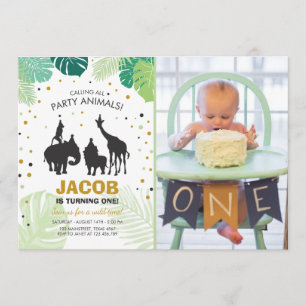 Safari Birthday Invitation Zoo Wild Jungle animals