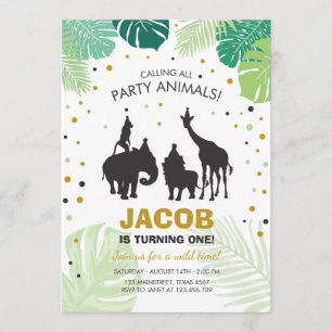 Safari Birthday Invitation Zoo Wild Jungle Animaux
