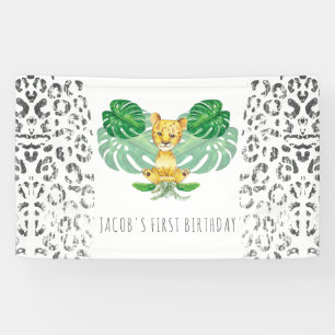 Safari Birthday Lion Illustration Banner