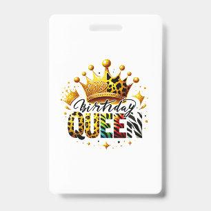 Safari Birthday Queen Crown Badge