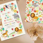Safari Birthfay Party Invite, Jungle Safari Party Invitation<br><div class="desc">Calling all Party Animals. This beautifully designed birthday invite features a range of colourful safari animals. Perfect for your son’s or daughter’s themed birthday party. Fully customizable,  suitable for any age. 🤩 Editable templates from Motif Visuals Design. Making buying more enjoyable and convenient 🤗</div>