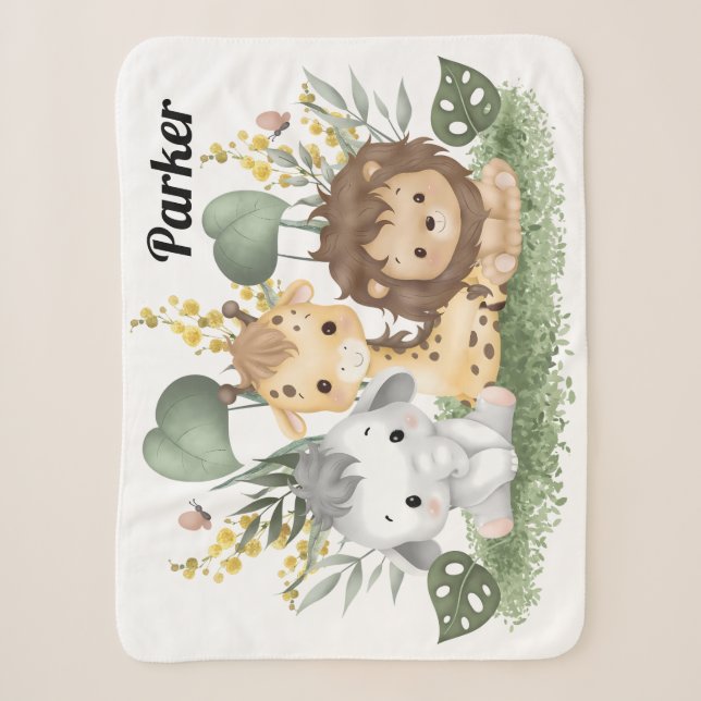 Safari Blanket – Custom Jungle animal baby blanket (Front)