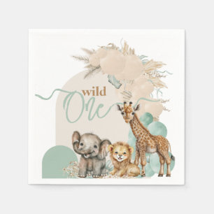 Safari Boho Balloon Boy 1st Birthday party Napkin