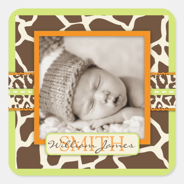 Safari Boy Green Photo Sticker (Front)