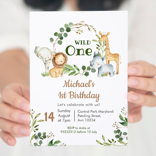 Safari Boy Wild One Birthday Invitation (Creator Uploaded)