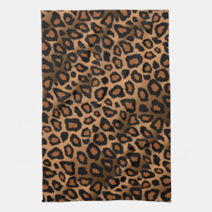 Safari Brown Leopard Animal Print Kitchen Towel