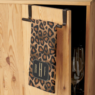 Safari Brown Leopard - Monogram Serviette de cuisi