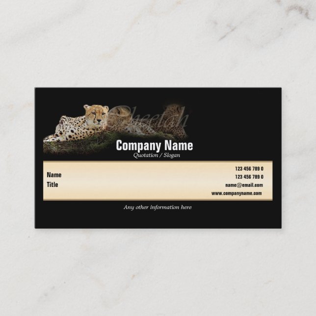 Safari business cards, cheetahs - customizable business card (Front)