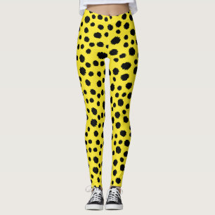 Safari Cat Leopard Skin Wild Pattern Black Yellow Leggings