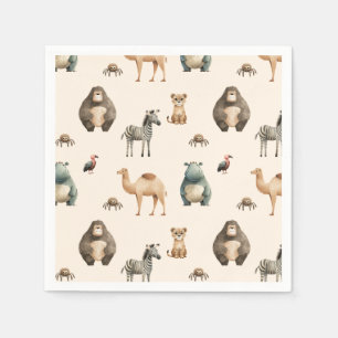 Safari Cute Animals Baby Shower Napkin
