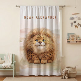 Safari Cute Zuberi The Fluffy Leopard Name Kids Blackout Curtains