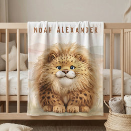 Safari Cute Zuberi The Fluffy Leopard Name Kids Fleece Blanket