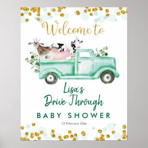Safari de verdure par Baby shower Affiche de bienv