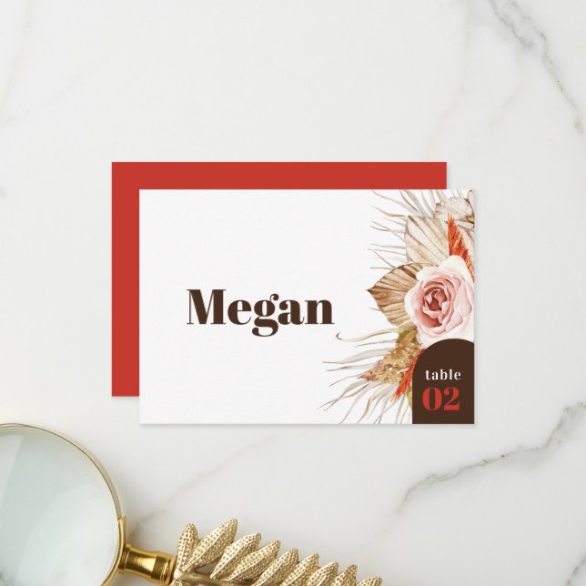 Safari Desert Boho Flowers Wedding Escort Card (Front/Back In Situ)