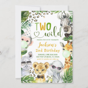Safari Deux Garçon sauvage Invitation Anniversaire