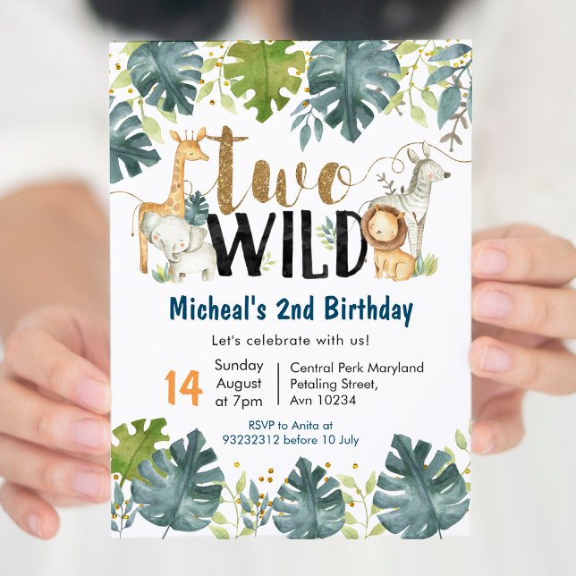 Safari Deux Wild Deuxième Invitation Anniversaire (Créateur téléchargé)