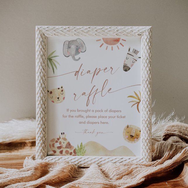 SAFARI Diaper Raffle Baby Shower Game Sign (Creator Uploaded)