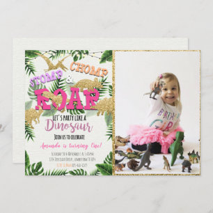 Safari Dinosaur Birthday Invitation With Photo