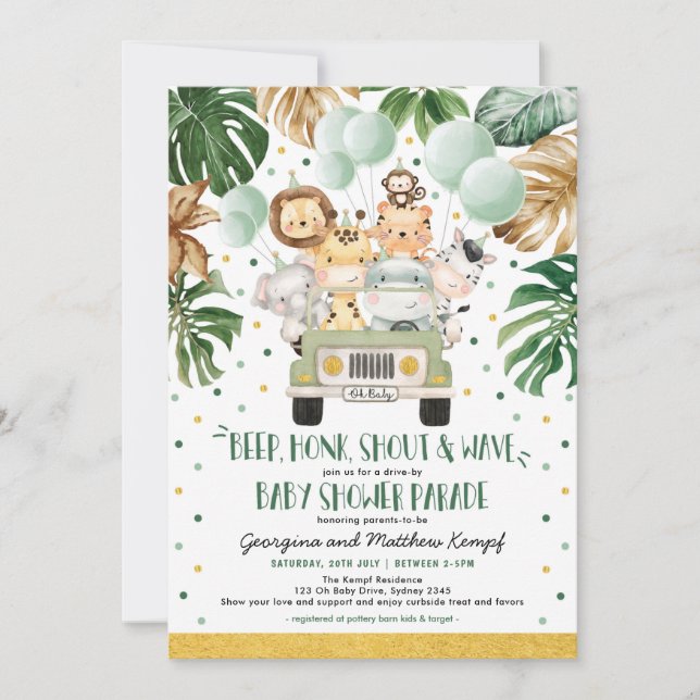 Safari Drive By Baby Shower Parade Quarantine Invitation (Front)