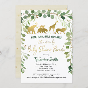Safari Drive par Baby shower Parade Invitation