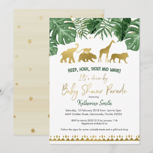 Safari Drive par Baby shower Parade Invitation (Devant / Derrière)
